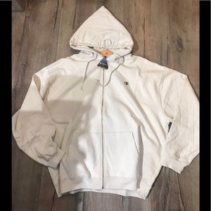 All White Champion full zip Hoody